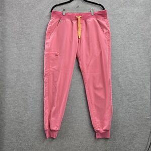 Figs Pink Zamora Joggers with Yellow Drawstring